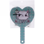 Зеркало косметическое с ручкой «Cute look - Котик Люк», сердце, 14*23,5 см (карт коробка)