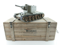 Радиоуправляемый танк Torro KV-2 1/16 с пневматической пушкой, деревянная коробка, реалистичный звук и дым, уникальная роспись