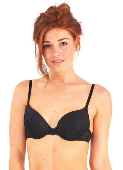 Кружевной бюстгальтер на косточках Grace (Размер: 34DD) (Цвет: черный)