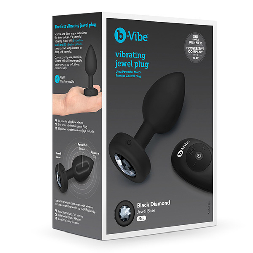 Черная вибрирующая втулка b-Vibe Vibrating Jewel Plug M/L BV-031-BLK