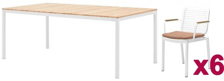 Комплект металлической мебели Tagliamento Armona, белый, терракотовый, натуральный