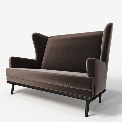 Диван с ушами на высоких ножках Фантазёр Z-4 (Коричневый) для гостиной, кафе, ресторана, салона красоты и прихожей.