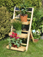 Подставка для цветов напольная 3 полки из массива сосны Флорэль, деревянная этажерка для цветов, разборная, покрытие бейц