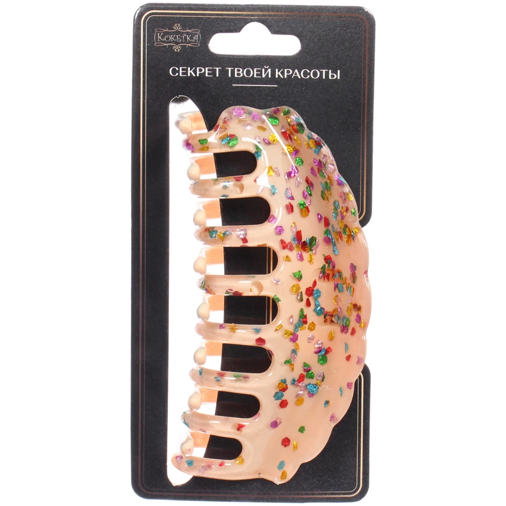 Заколка - краб для волос «AKS - VIENTO», микс 6 цветов, волна, 10*4,5см