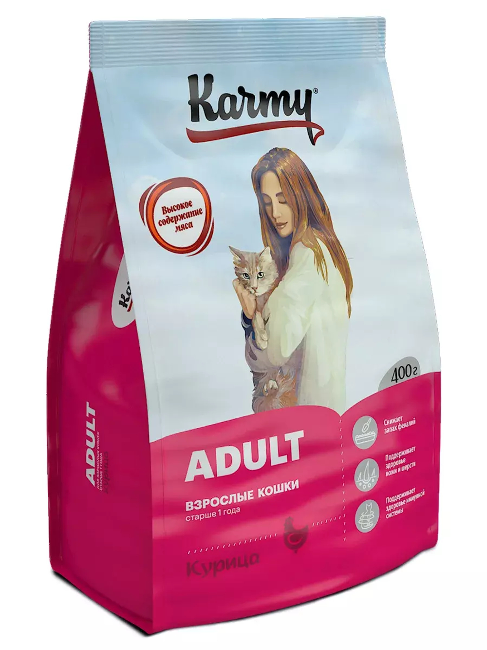 Сухой корм Karmy Adult для взрослых кошек, курица, 400 г