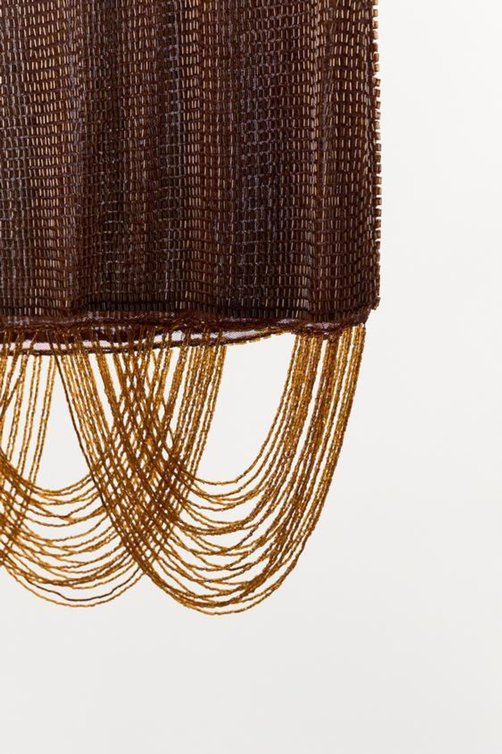 ZARA МИНИ-ЮБКА С БУСИНАМИ И БАХРОМОЙ, КОРИЧНЕВЫЙ