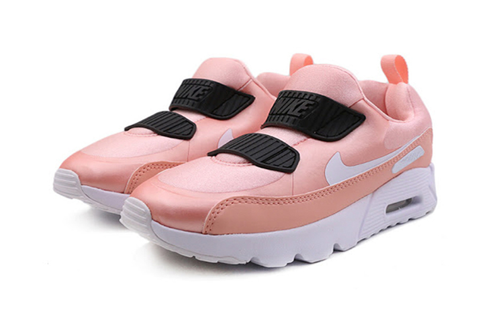 Middle-aged children's Nike Air Max Tiny 90 Velcro sports shock absorption running shoes Coral red