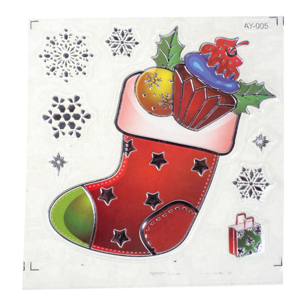 Наклейка новогодняя 18*23 см, 12 вид микс , пакет