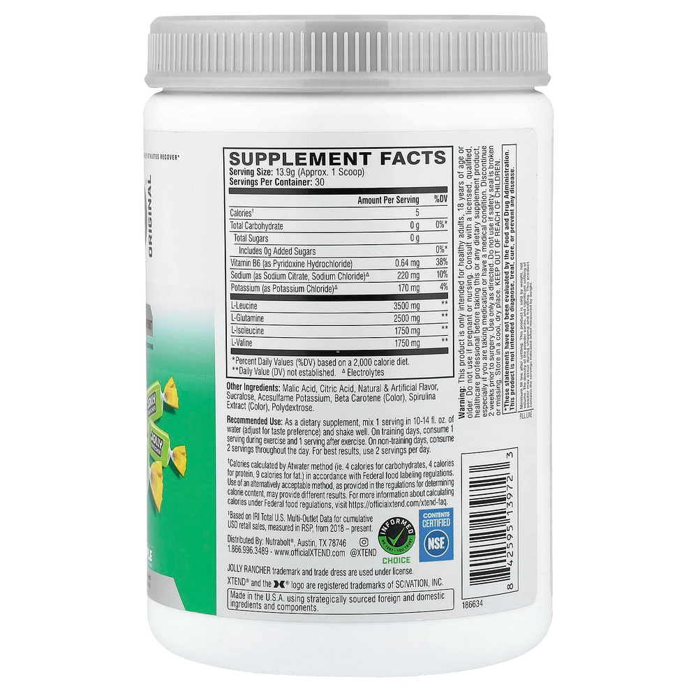 XTEND, Elite Recovery, Joly Rancher, зеленое яблоко, 417 г (14,7 унции)
