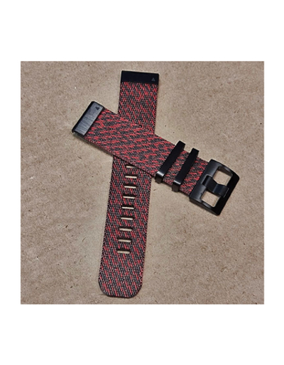 Ремешок 22 мм для Garmin нейлоновый жаккардовое плетение, стальные тренчики (красный)
