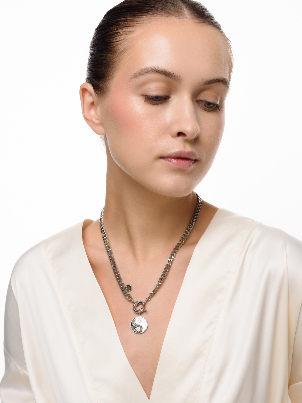 Цепь "Yin Yang" с перламутром Silver