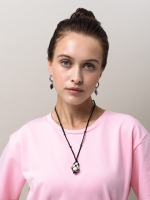 Серьги "Lovely" с черным агатом Silver