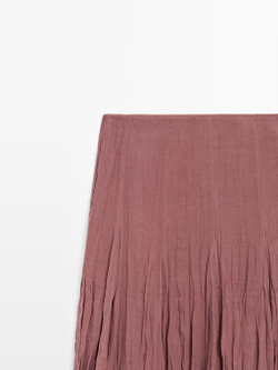 Massimo Dutti Струящаяся юбка-годе миди, бледно-розовый