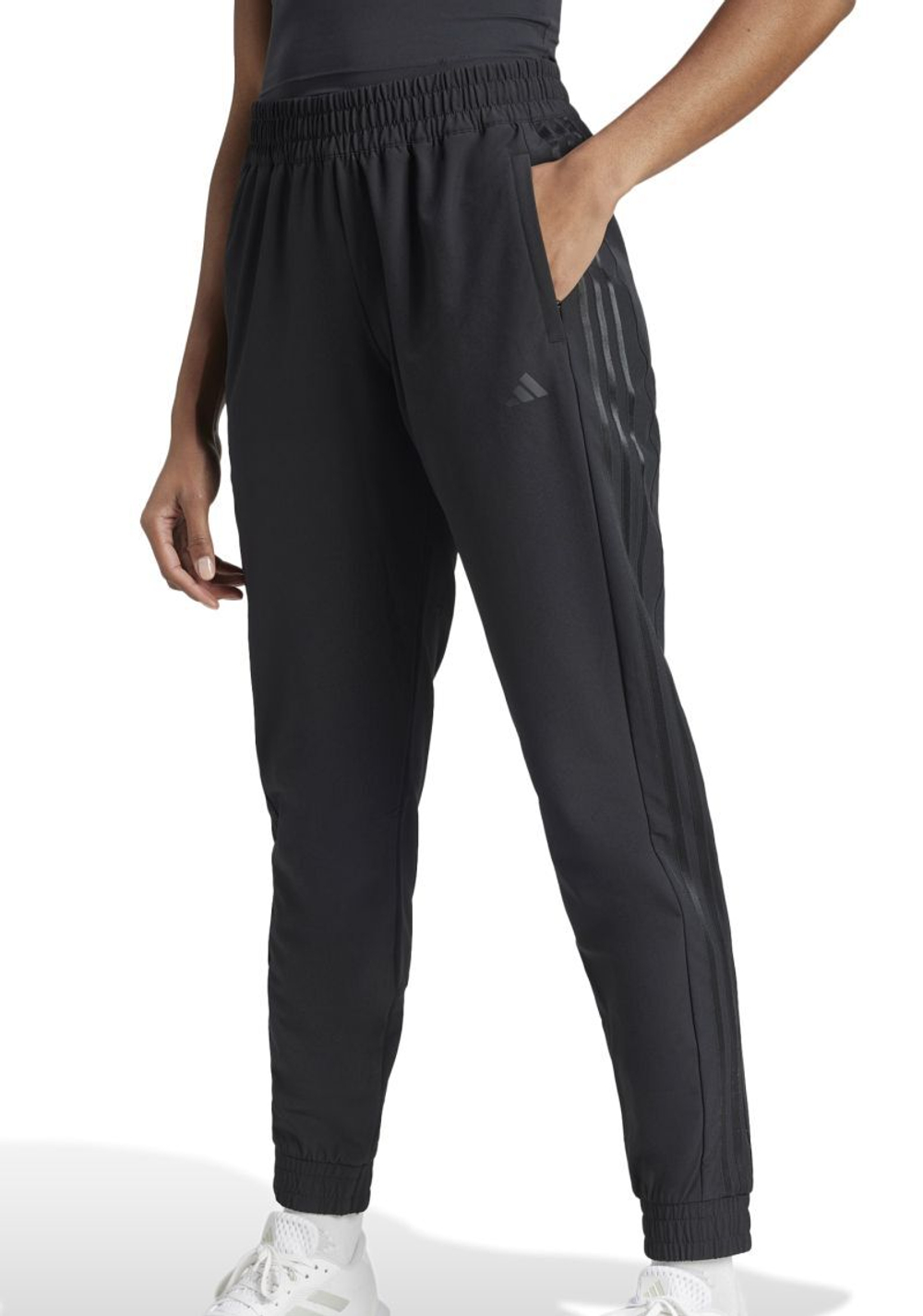 Женские теннисные брюки Adidas Pacer All Gym 3-Stripes Woven MidRise - black