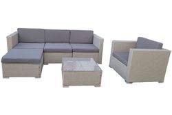 "Даллас" лаунж-зона из искусственного ротанга на 5 персон, цвет серый