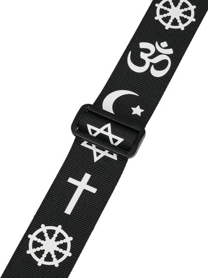 MZ-RG-5ApSymbolsBk Ремень для гитары, черный, аппликация Символы, MEZZO