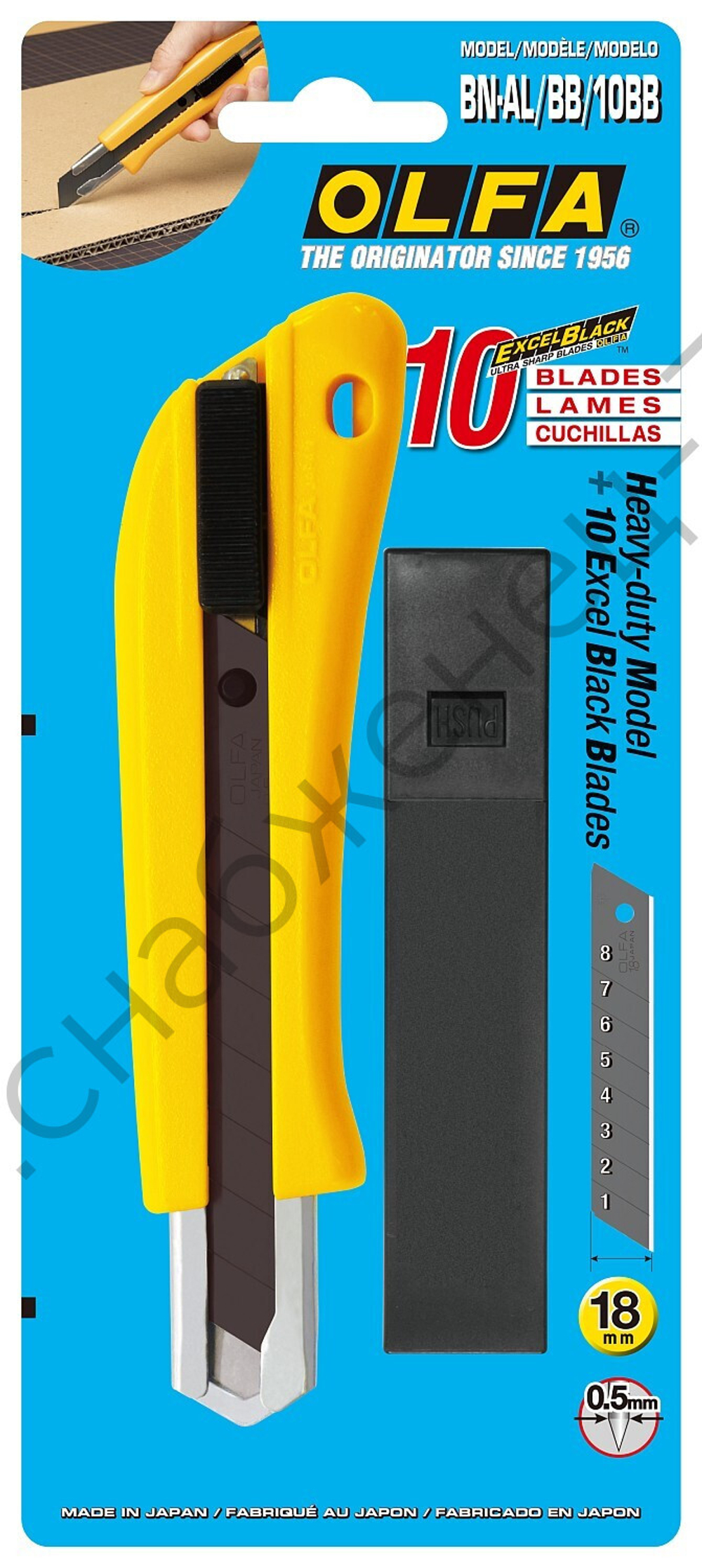 OLFA 18 мм, с авто фиксатором, нож с выдвижным лезвием (OL-BN-AL/BB/10BB)