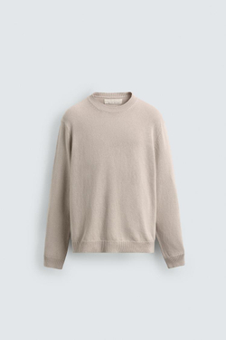 ZARA СВИТЕР ИЗ ХЛОПКА И ЛЬНА, ЭКРЮ