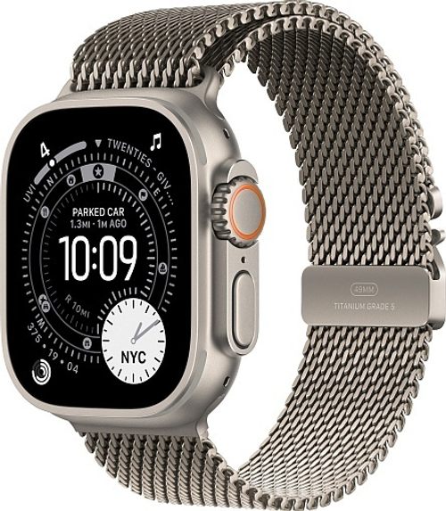 Apple Watch Ultra 3 (2025) 49mm Natural Titanium Case with Natural Titanium Milanese Loop Small