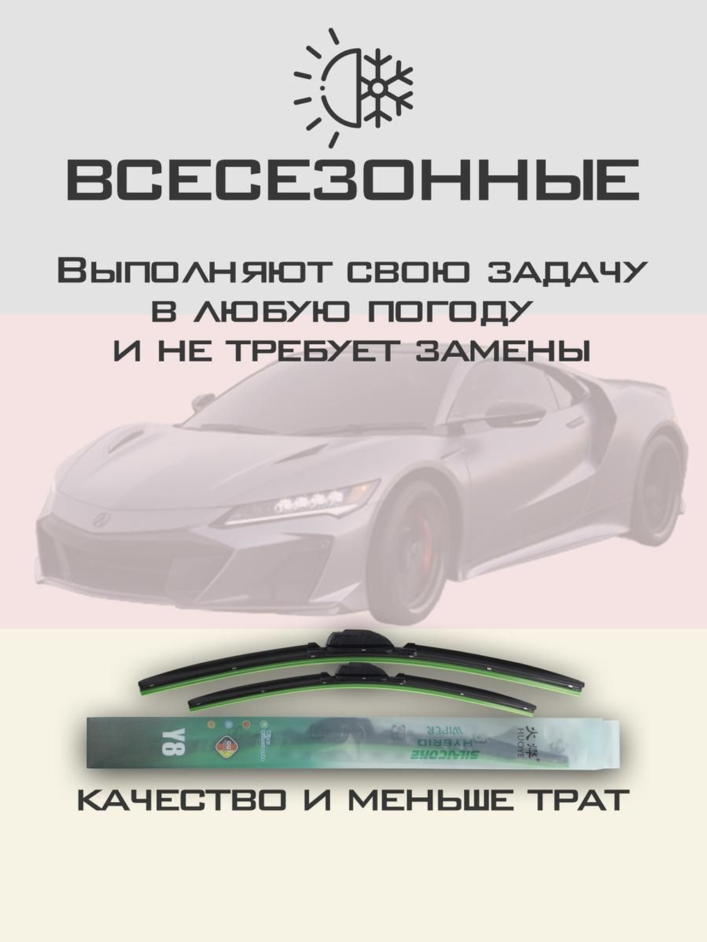 Щетки стеклоочистителя HUOYE Y8 550/550 мм на Acura NSX | Push button