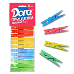 Прищепки 12шт Dorа, пластмаcса длина 74 мм