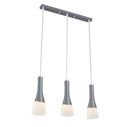 Подвесной светильник 3х60Вт E27, металл/стекло, хром/белый