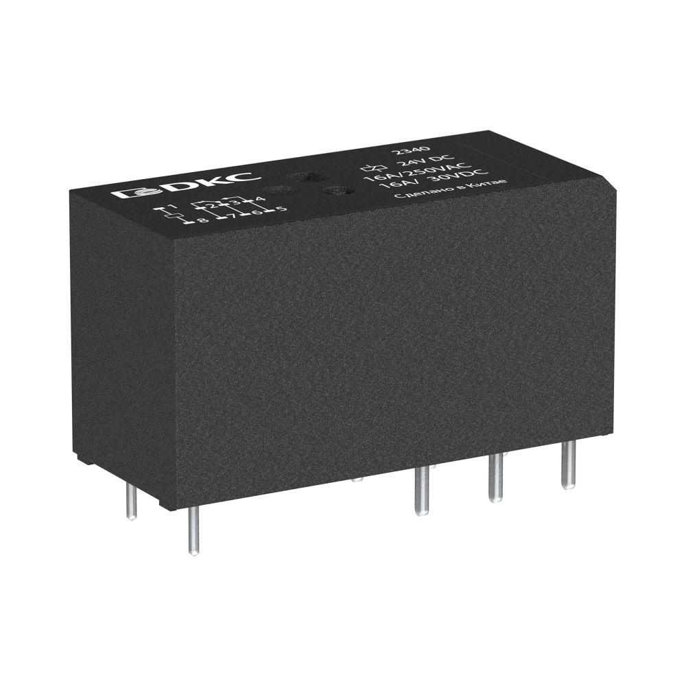 Реле миниатюрное низкопрофильное, 1CO, ком. ток 16А, AgSnO2, напряжение 24V AC