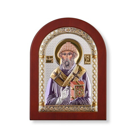 Спиридон, икона арочная, красное дерево, эмаль 150х200
