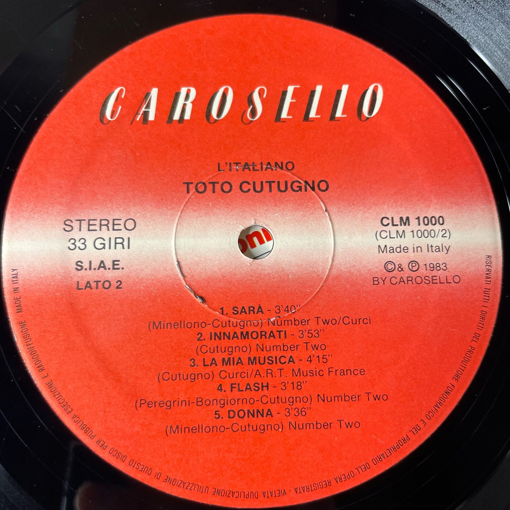 Винтажная виниловая пластинка LP Toto Cutugno Тото Кутуньо L'Italiano (Италия 1983)