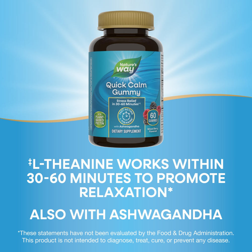 Nature's Way, Quick Calm, жевательная таблетка, со вкусом ягодного ассорти, 60 жевательных таблеток