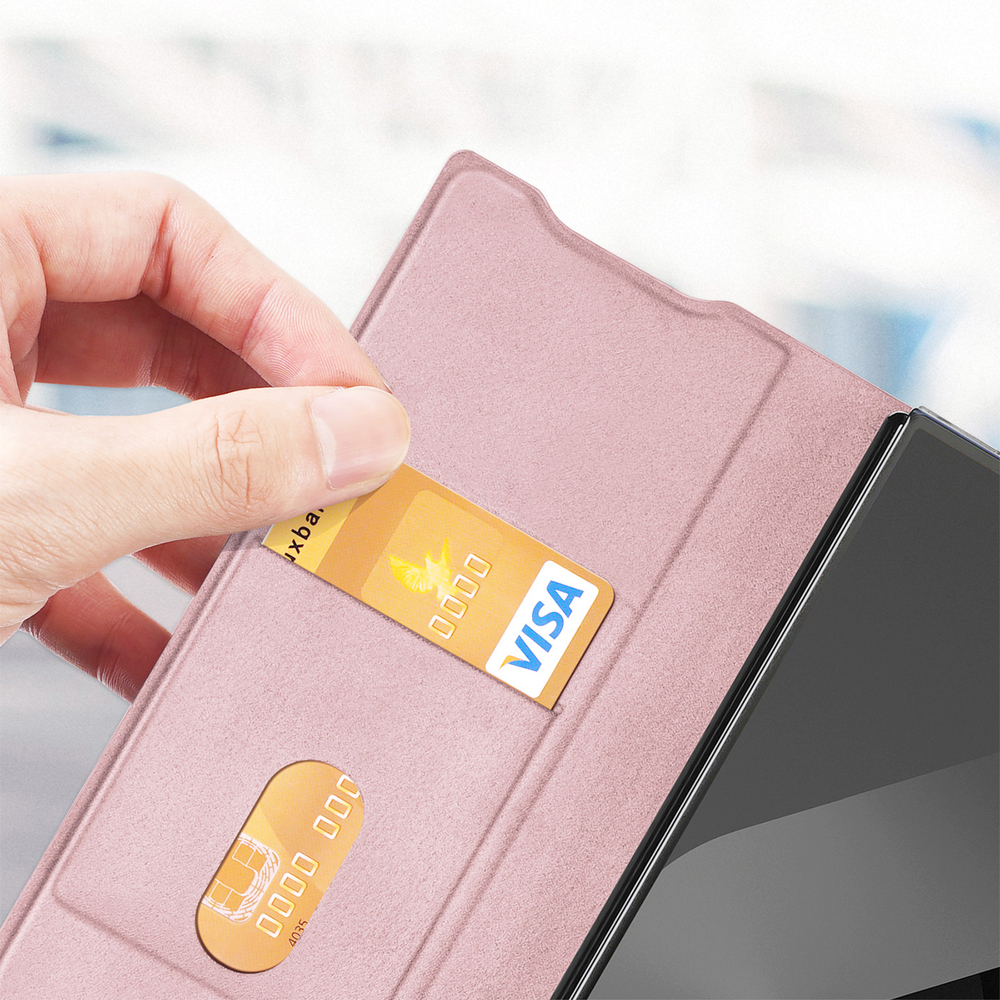 Чехол розового цвета для Samsung Galaxy Fold 7, премиальная искусственная кожа, Dux Ducis серия Bril Series Case