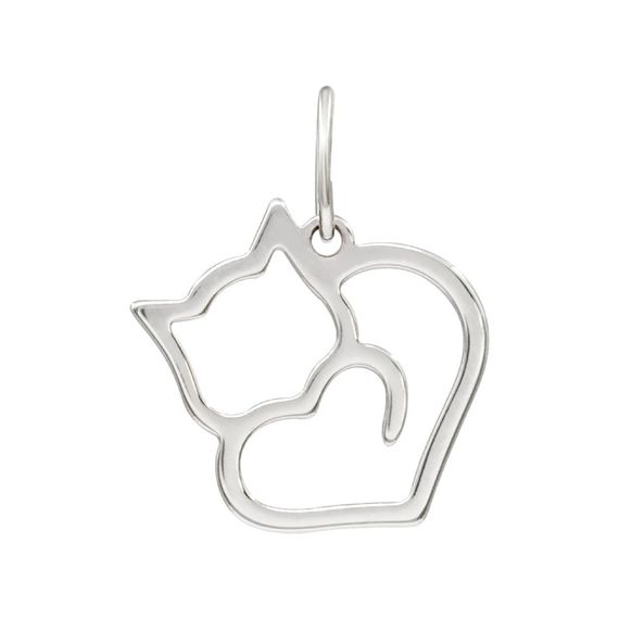 Котик домашний из серебра 925 пробы, вид спереди