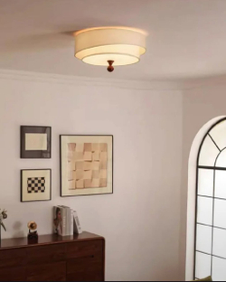 Потолочные тканевые светильники в оттенках зелёного и айвори