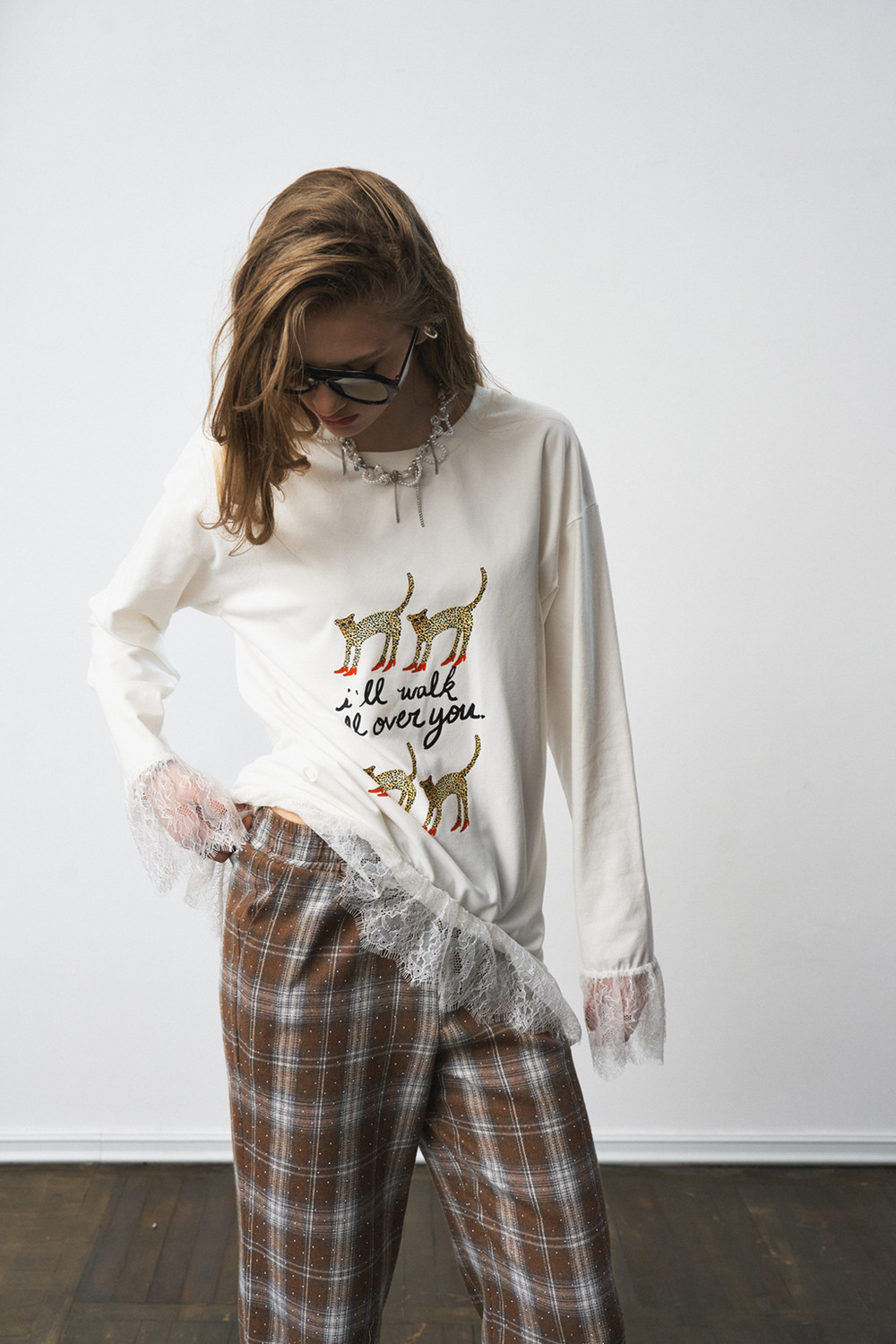 Лонгслив с кружевом 1305 молоко