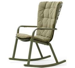 Уличное кресло-качалка Folio агава с зеленой подушкой