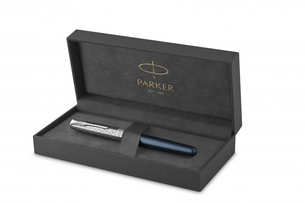 Перьевая ручка Parker Sonnet Premium Refresh BLUE, перо 18K, толщина F, цвет чернил black, подарочно