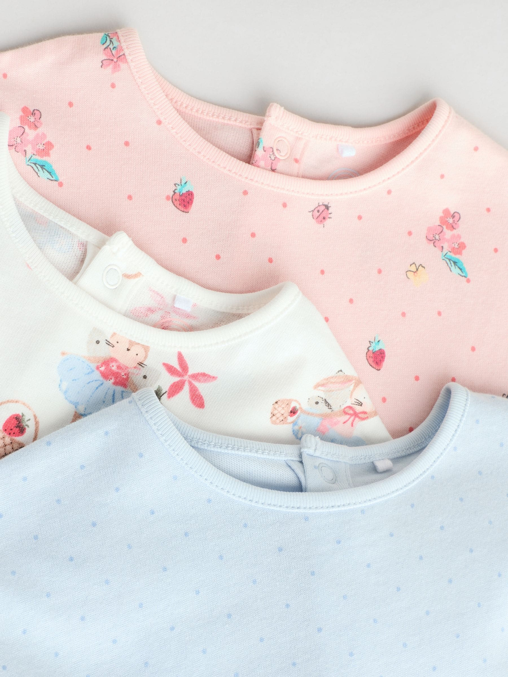 Боди с коротким рукавом для девочек Next E84-781, 3 шт., Розовый, Голубой, Молочный