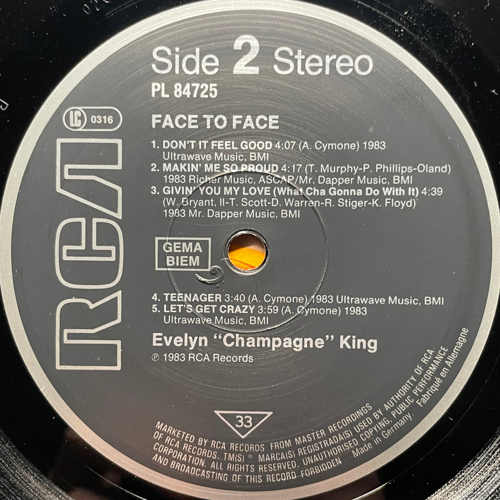 Evelyn "Champagne" King ‎– Face To Face (Германия 1983г.)