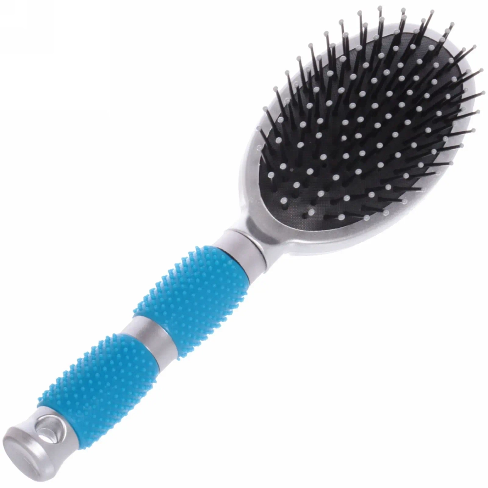 Расческа массажная «Lavanda», овальная малая, цвет ручки голубой, 23,5см.