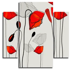 Модульная картина "Трогательный рисунок с маками"