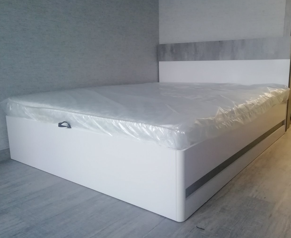 Кровать Инстайл КР-04 ортопед метрополитан грей/белая шагрень 1600