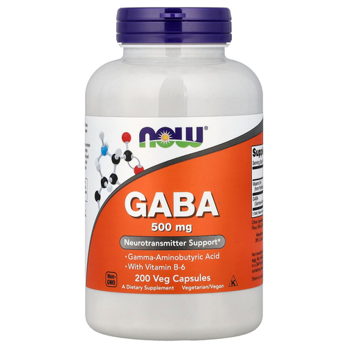 NOW Foods, ГАМК с витамином B6, 200 растительных капсул