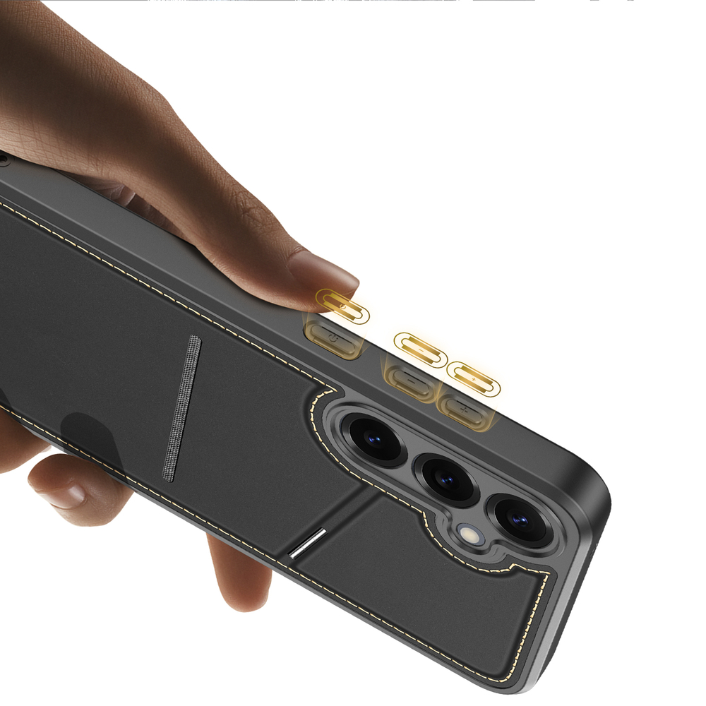 Чехол с поддержкой MagSafe и подставкой-картхолдером от Dux Ducis для Samsung Galaxy S25, серия Rafi II Mag Series