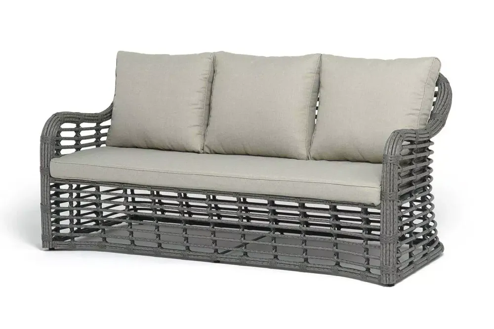 "Ницца" диван из искусственного ротанга трехместный, цвет серый