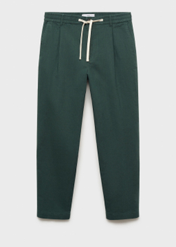 Льняные брюки slim fit со шнурком