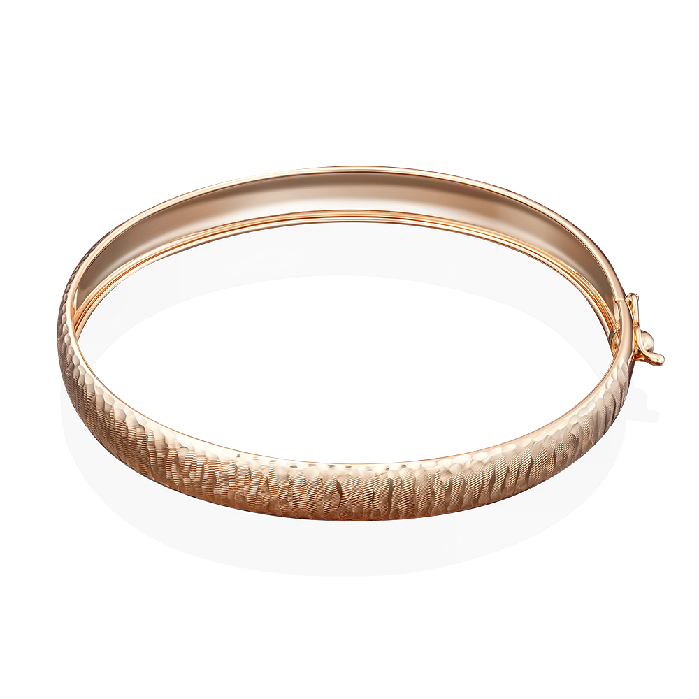 Браслет жесткий из красного золота с алмазной гранью