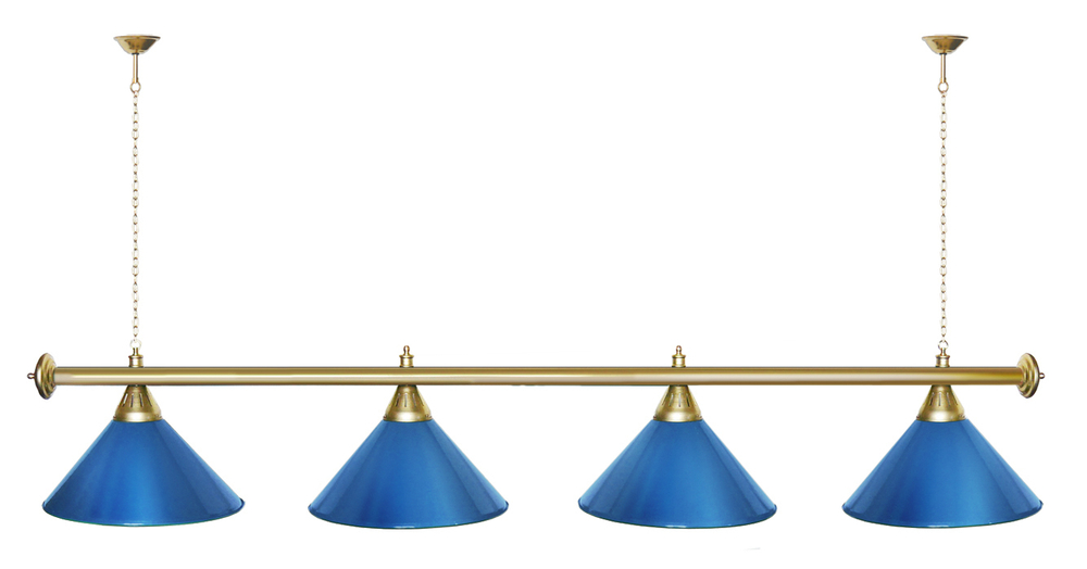 Лампа STARTBILLIARDS 4 пл. (плафоны зеленые,штанга золотая,фурнитура золото)