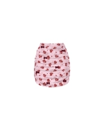 Лейла мини (Leila mini), юбка мини из розовой сетки с мелкими красными цветами