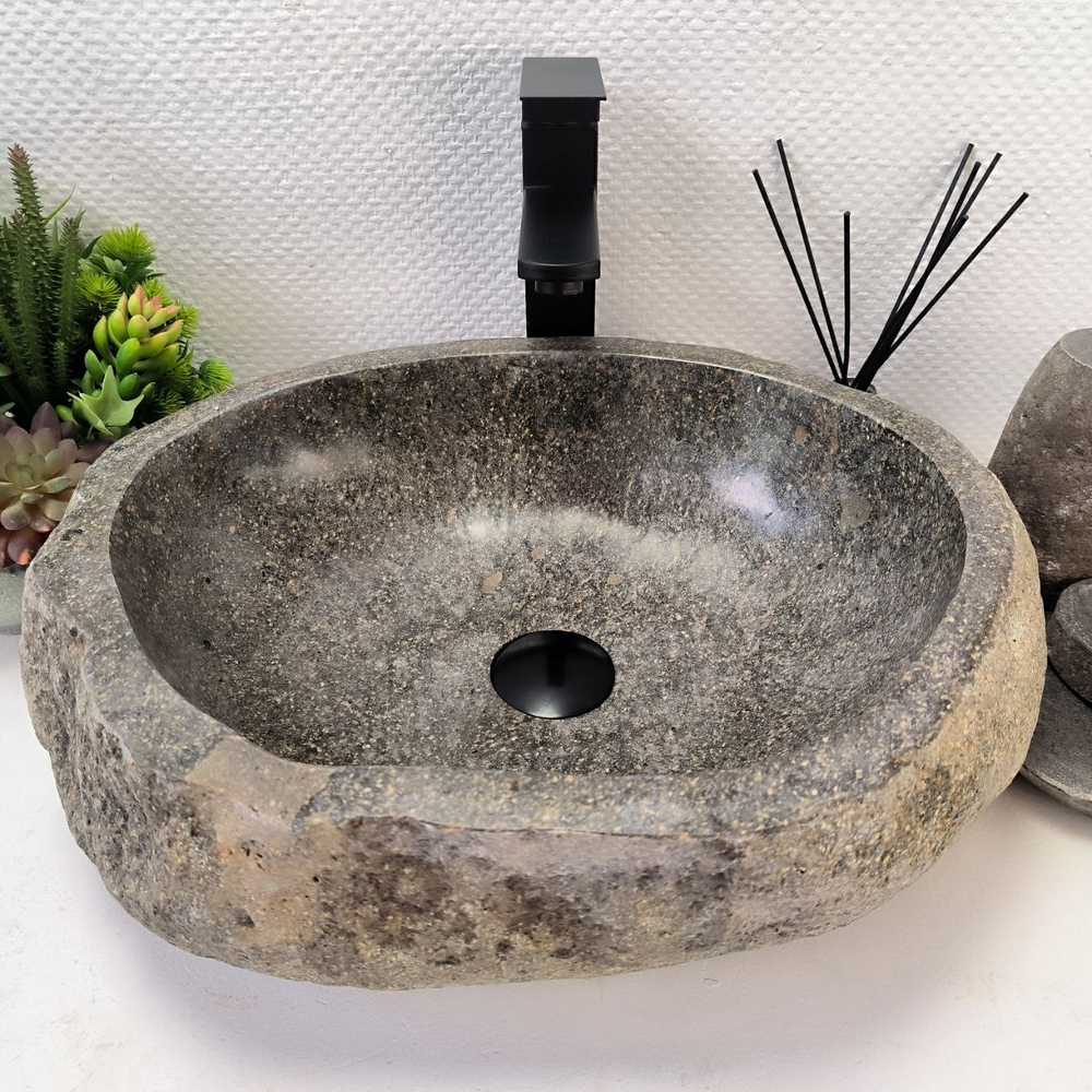 Раковина из речного камня RS-64120 (48*38*15) 0122