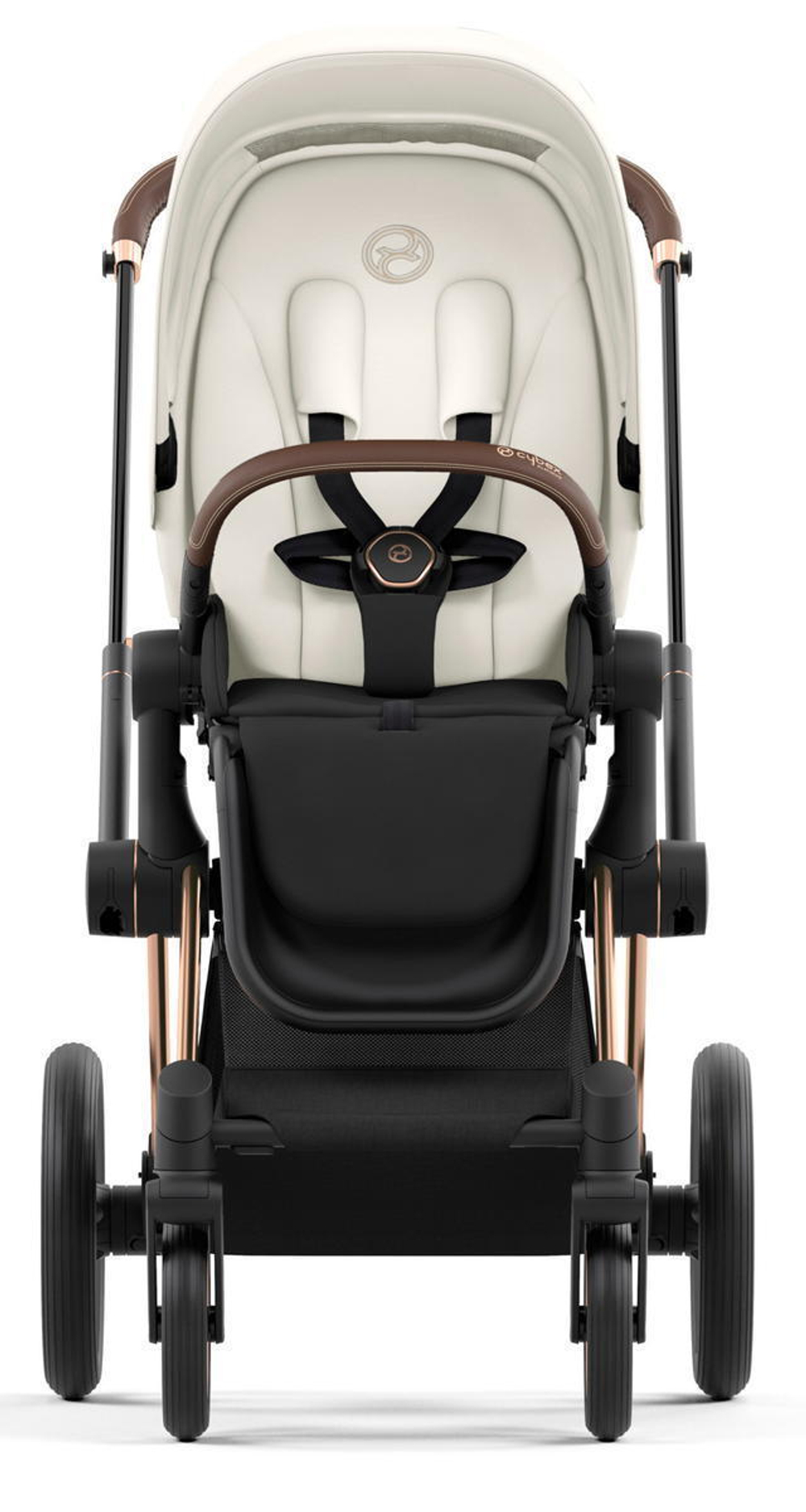 Коляска 3 в 1 Cybex Priam IV Rosegold complete и автокресло Aton B2 i-Size Bay Blue Off White